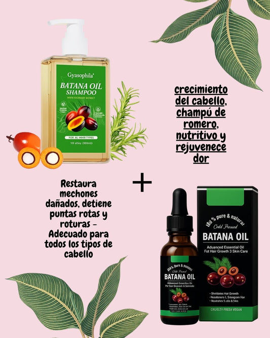 COMBO SHAMPOO + ACEITE BATANA OIL, EVITA LA CAIDA, FORTALECE Y DA BRILLO A TU CABELLO