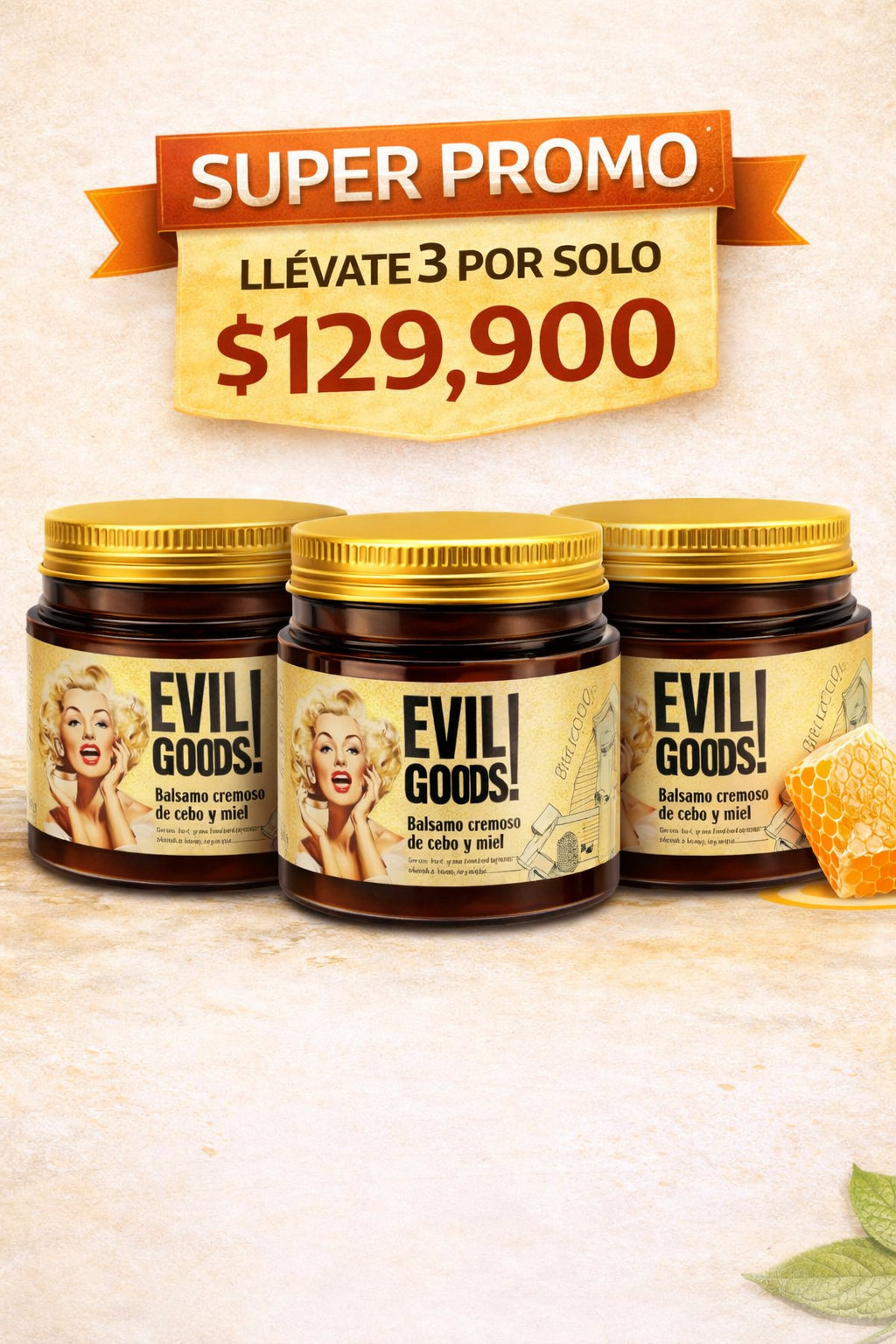 🌿EVIL GOODS! Bálsamo Facial Natural de Cebo y Miel