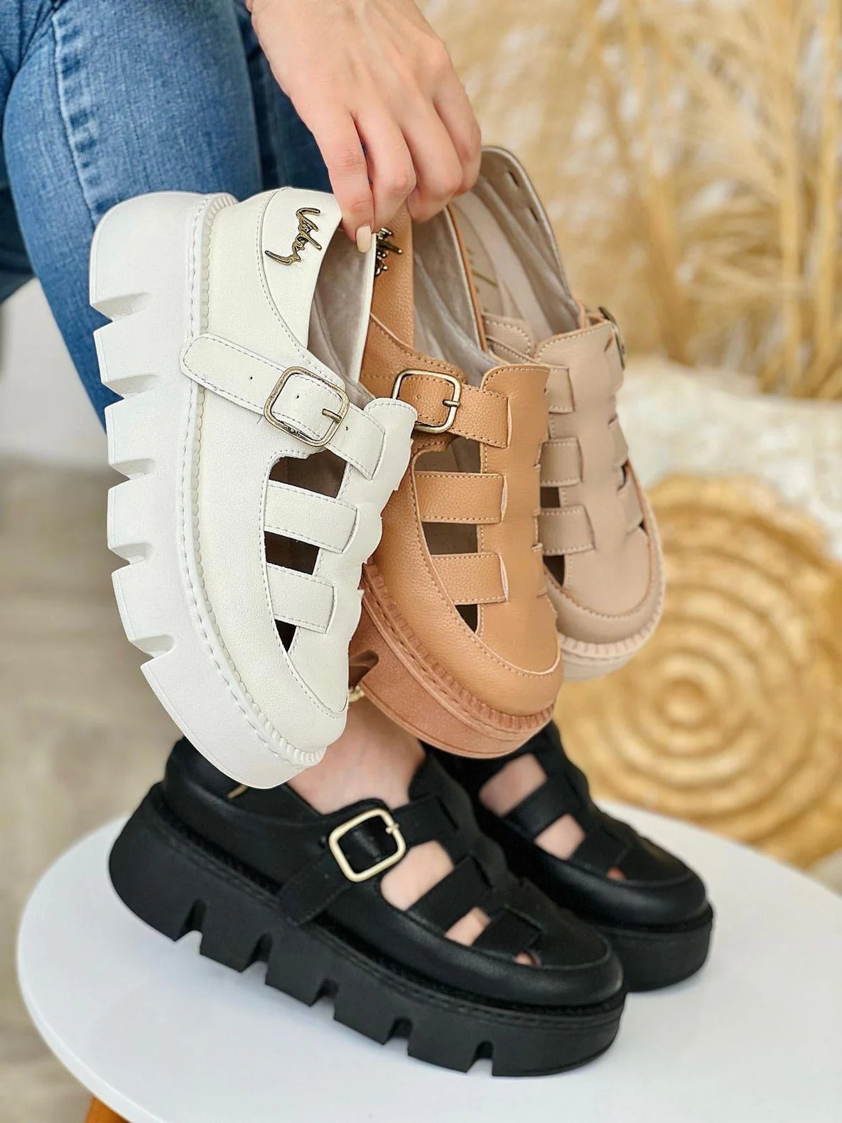 💖SANDALIAS PLATAFORMA EN CUERO🔥